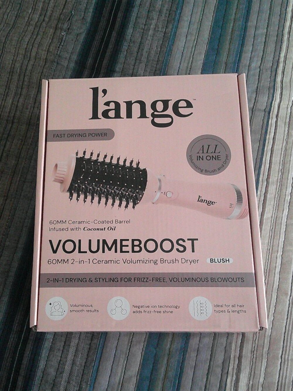 L'ANGE HAIR VolumeBoost 60mm 2-in-1 Ceramic Volumizing Brush Dryer NEW In Box